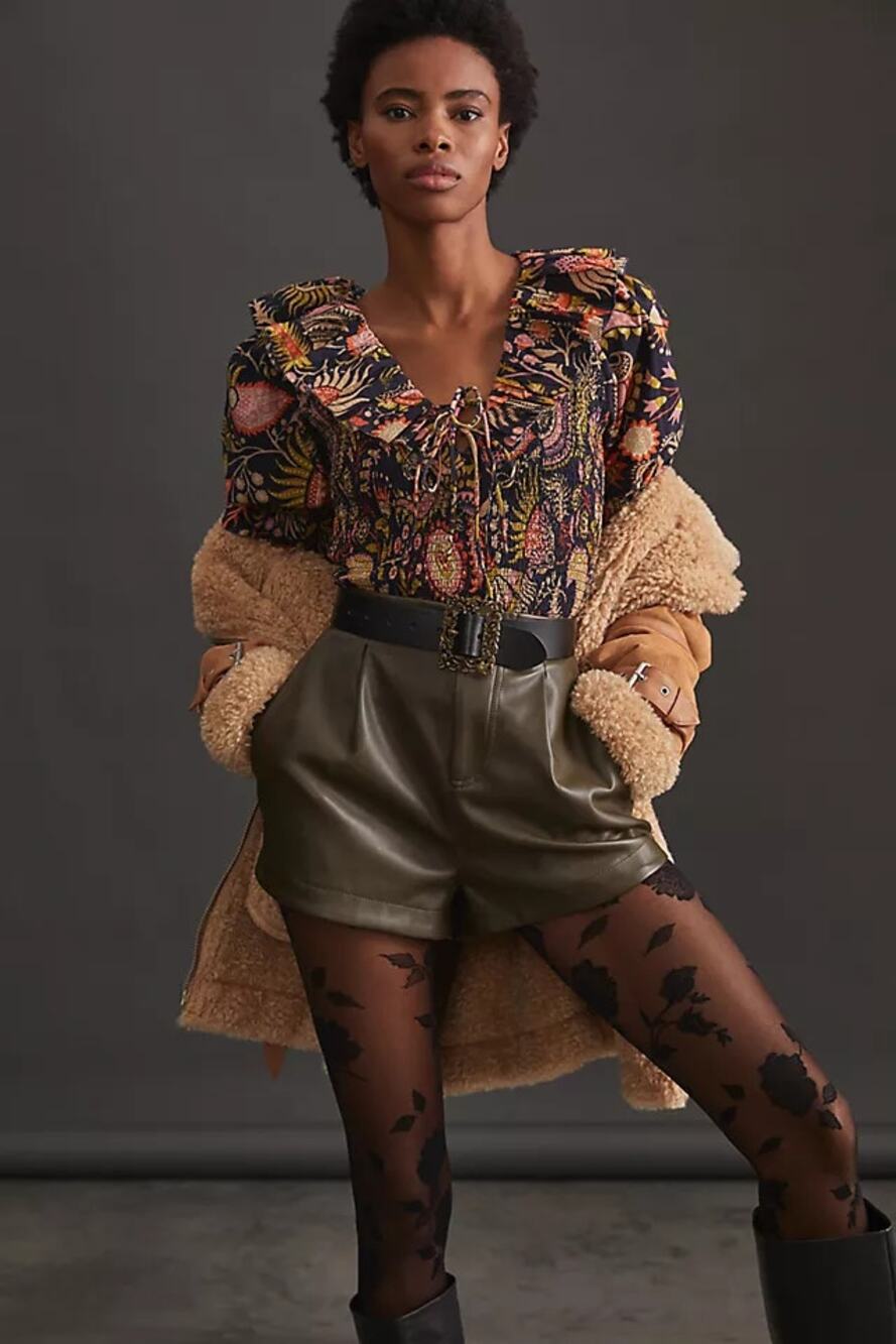 Love The Label Paisley Puff Sleeve Smocked Blouse Molly Print Navy 3X Plus NWT